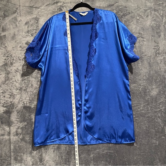 Partners Mervyns Blue Women's Size Medium Satin Sleepwear Set Camisole & Robe - Picture 12 of 16